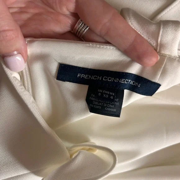 French Connection White Square-Neck Mini Dress with Ruffle Straps worn once - Picture 5 of 5